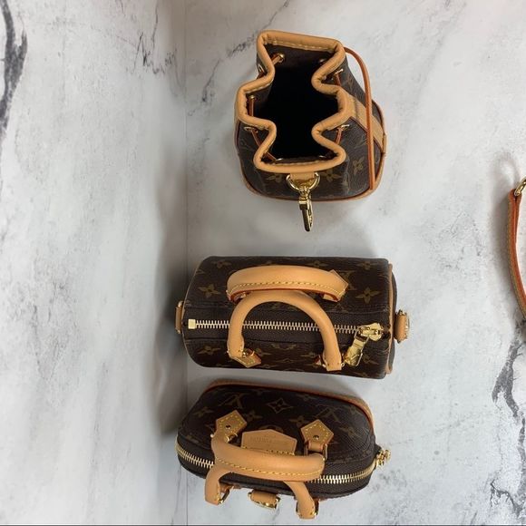 ❌❌ Louis Vuitton Trio Mini Cones Monogram 3-bag Set charms Speedy Alma Noe NEW - Picture 13 of 16